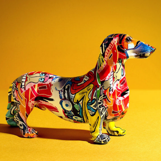 ArtZ® Dachshund Nordic Painted Statue Graffiti Dog Sculptures