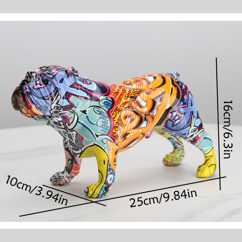 ArtZ® English Bulldog Graffiti Painted Statue Graffiti Dog Sculptures