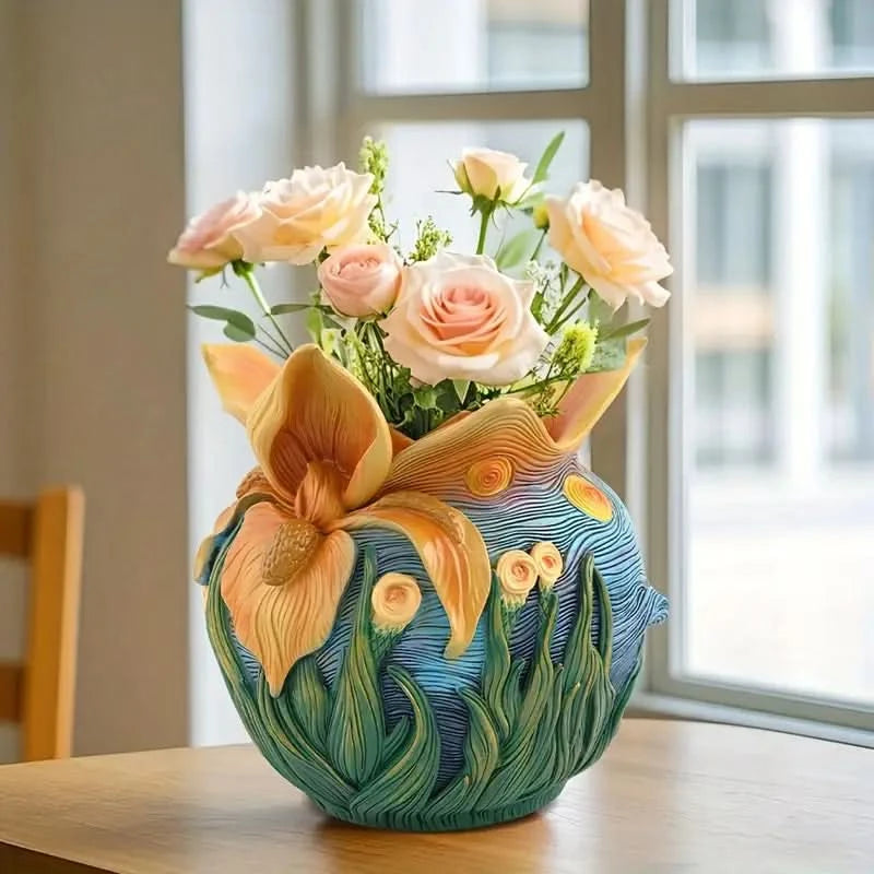 Van Gogh Style Decorative Flower Vase
