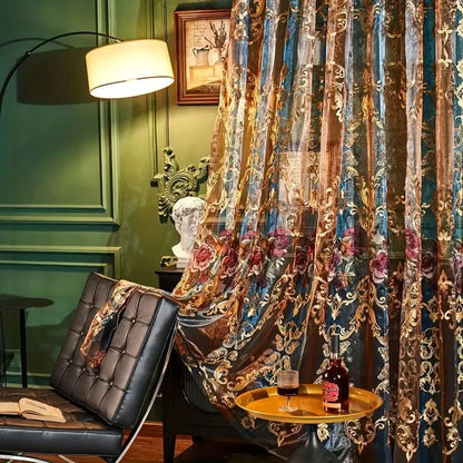 Vintage Jacquard Embroidered Curtain Panel