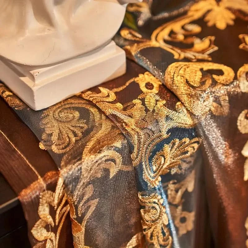 Vintage Jacquard Embroidered Curtain Panel