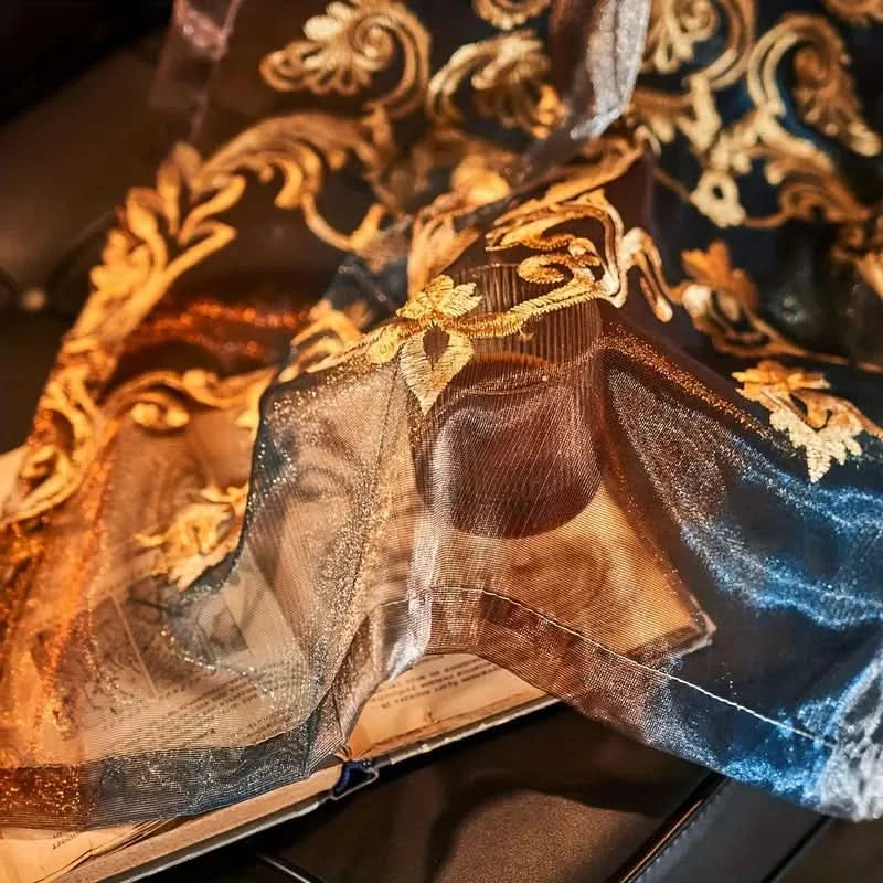 Vintage Jacquard Embroidered Curtain Panel