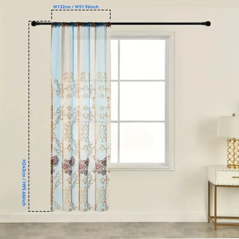 Vintage Jacquard Embroidered Curtain Panel