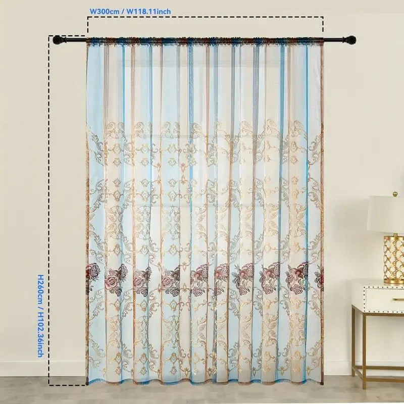 Vintage Jacquard Embroidered Curtain Panel