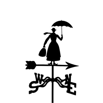 Woman with Umbrella Silhouette Stainless Steel Weathervane