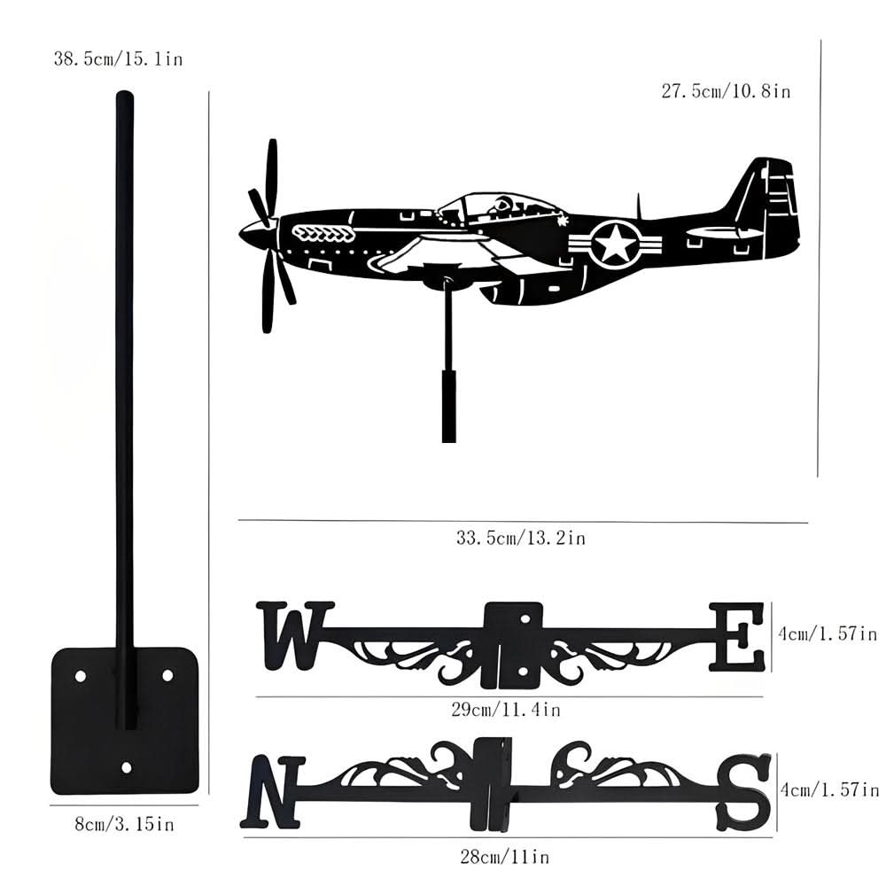 Aircraft Airplane Silhouette Stainless Steel Weathervane
