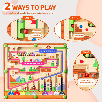 Wooden Magnetic Maze Game Board