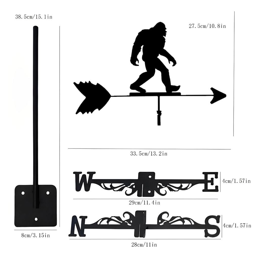 Bigfoot Walking Silhouette Stainless Steel Weathervane