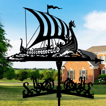 Viking Battle Ship Stainless Steel Weathervane