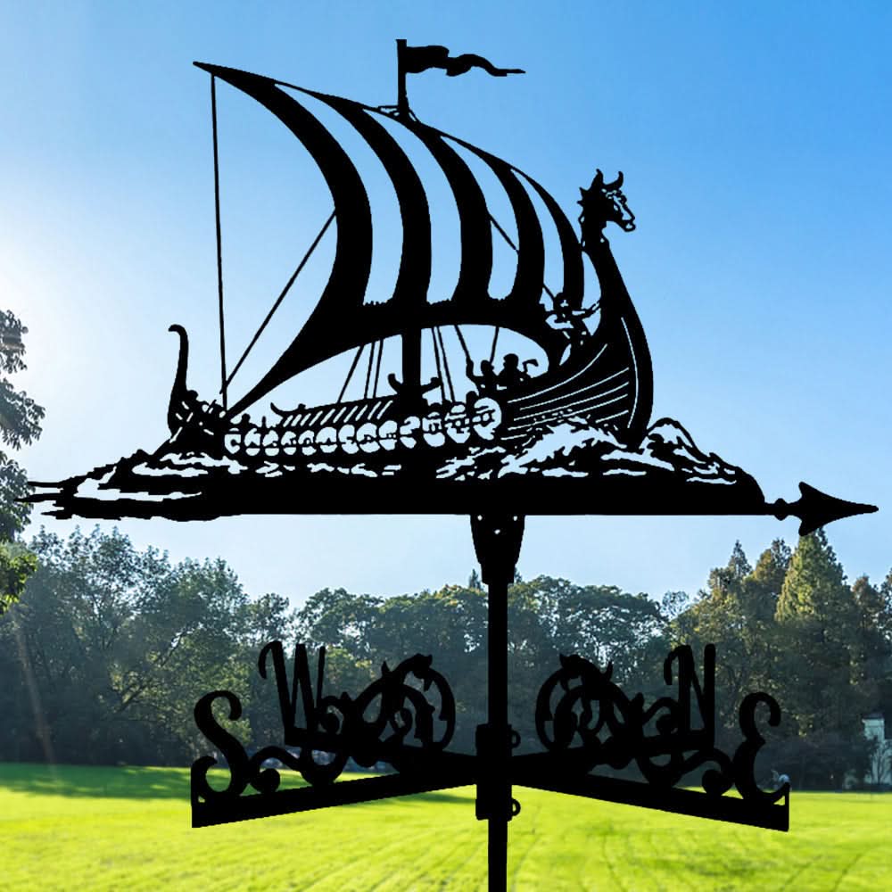 Viking Battle Ship Stainless Steel Weathervane