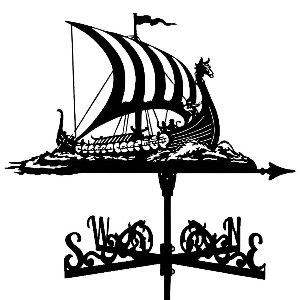 Viking Battle Ship Stainless Steel Weathervane