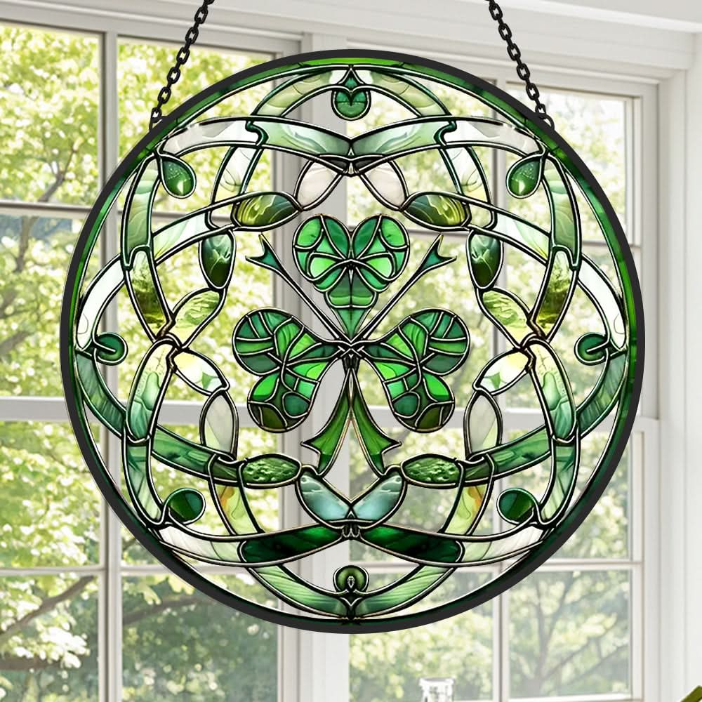Celtic Knot Clover Sun Catcher Decoration Stained Glass Window Hanging