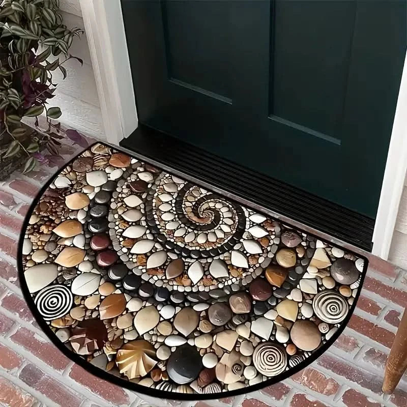 Coastal Spiral Pebble & Seashell Floor Mat