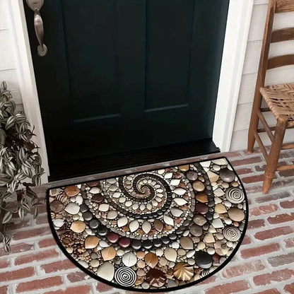 Coastal Spiral Pebble & Seashell Floor Mat