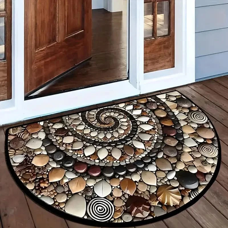 Coastal Spiral Pebble & Seashell Floor Mat