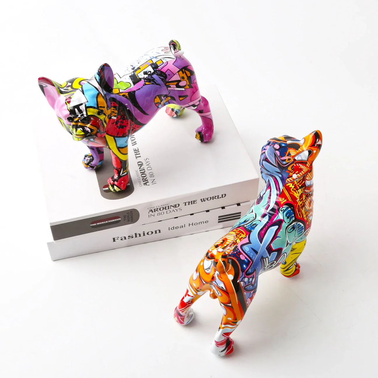 ArtZ® French Bulldog Graffiti Painted Statue Graffiti Dog Sculptures