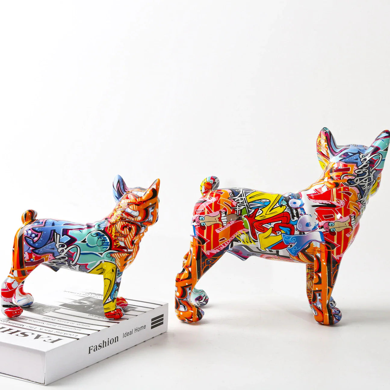 ArtZ® French Bulldog Graffiti Painted Statue Graffiti Dog Sculptures