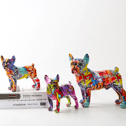 ArtZ® French Bulldog Graffiti Painted Statue Graffiti Dog Sculptures