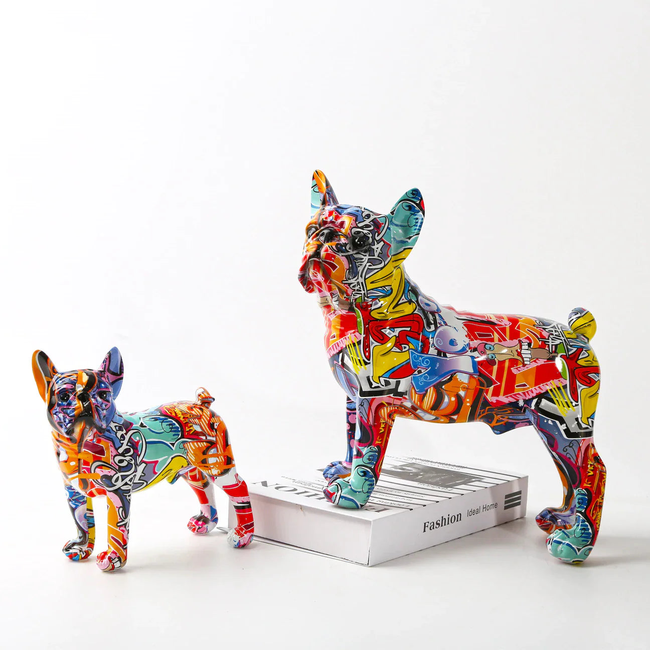 ArtZ® French Bulldog Graffiti Painted Statue Graffiti Dog Sculptures