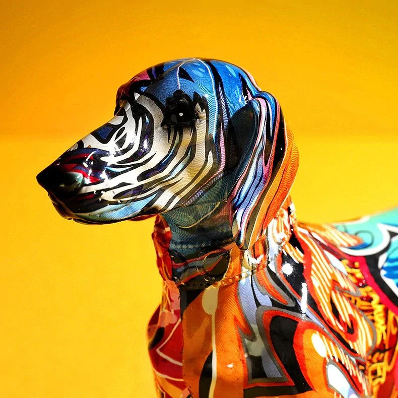 ArtZ® Dachshund Nordic Painted Statue Graffiti Dog Sculptures