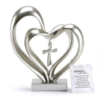 Entwined Heart and Cross Tabletop Accent