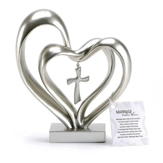Entwined Heart and Cross Tabletop Accent