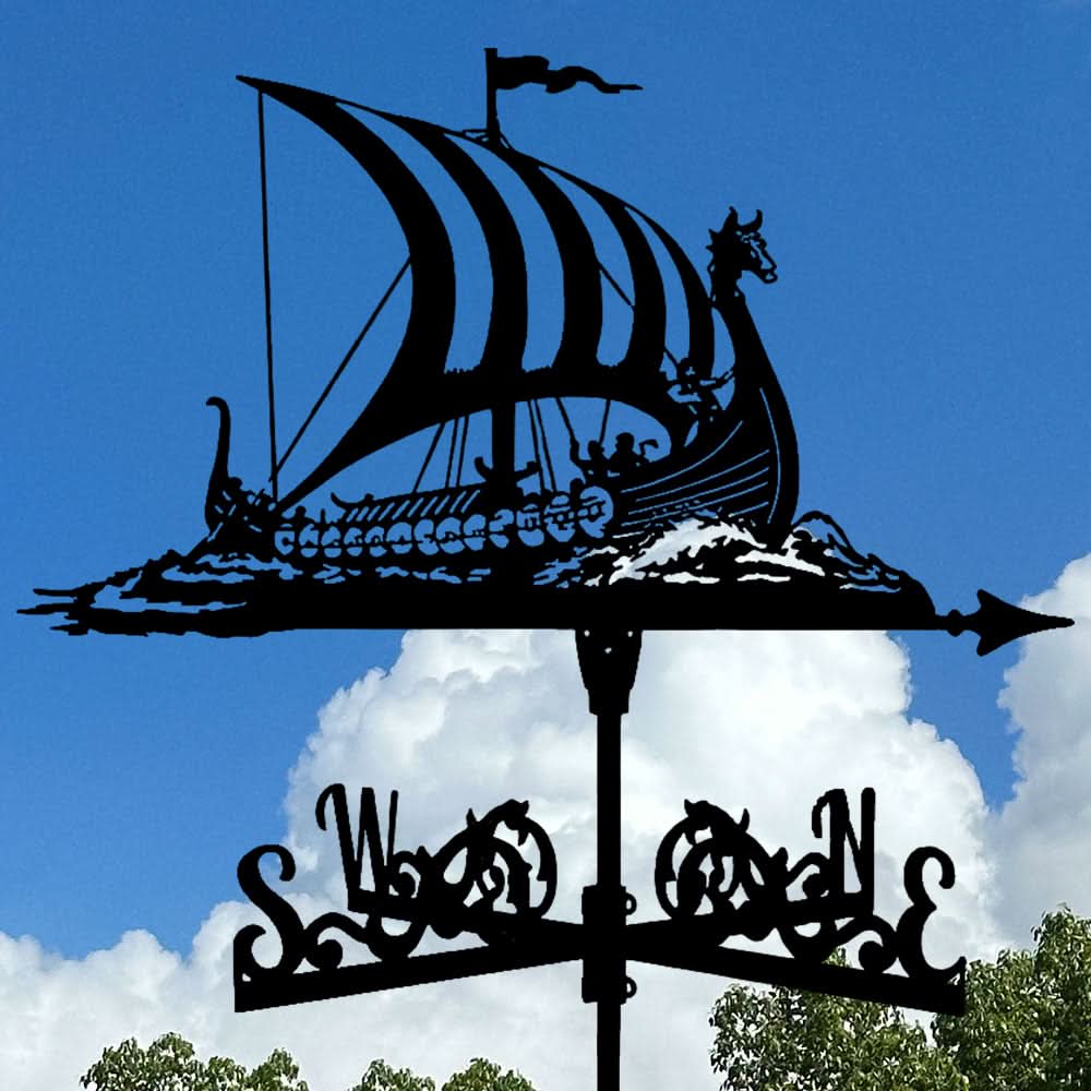 Viking Battle Ship Stainless Steel Weathervane