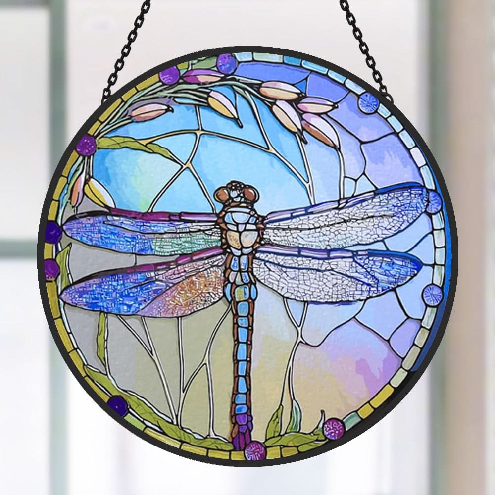 Dragonfly Sun Catcher Decoration Stained Glass Window Hanging