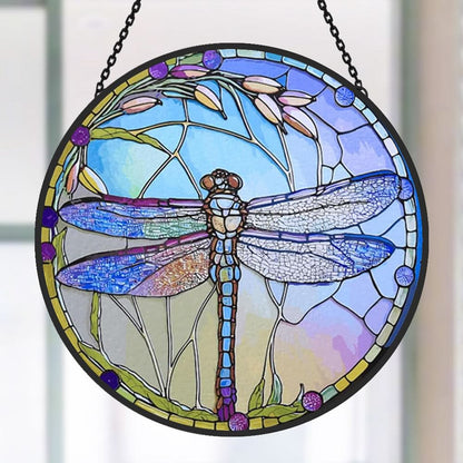 Dragonfly Sun Catcher Decoration Stained Glass Window Hanging