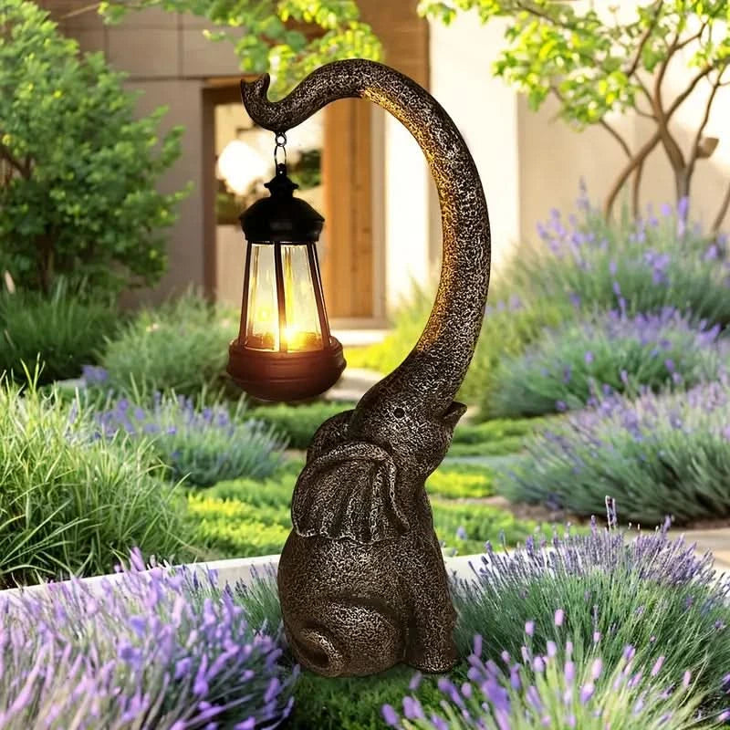 Solar Elephant Outdoor Garden Lamp