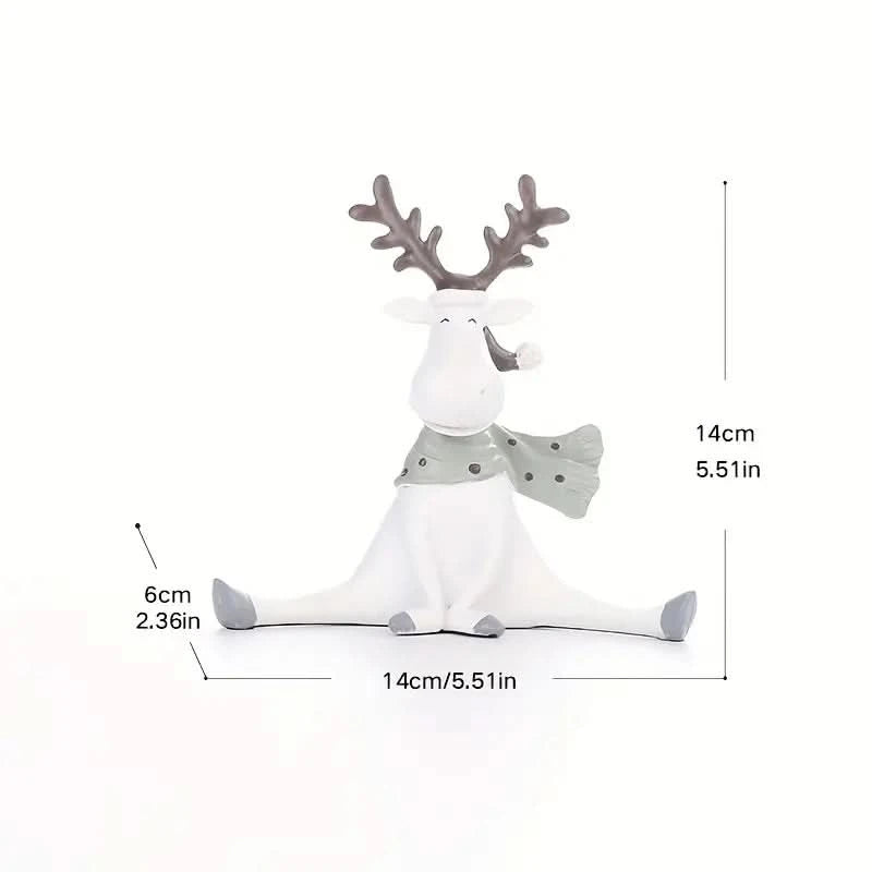 Holiday Frosted Elk Reindeer Figurine Decor