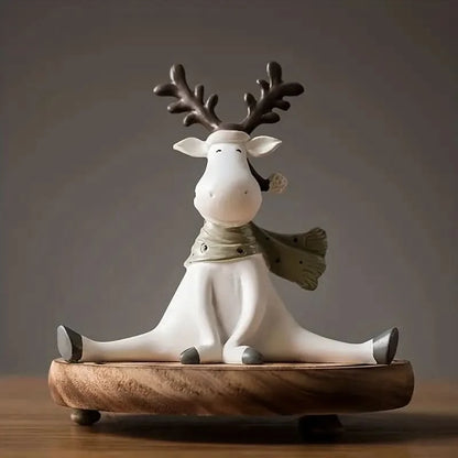 Holiday Frosted Elk Reindeer Figurine Decor