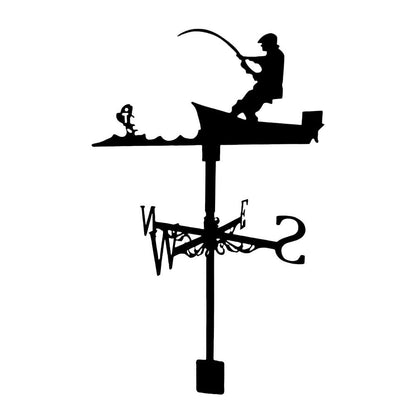 Fishing Man Silhouette Stainless Steel Weathervane