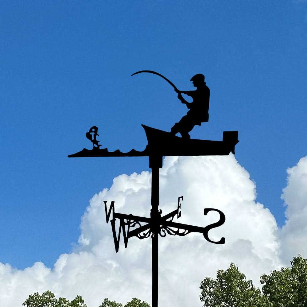 Fishing man Stainless Steel Weathervane