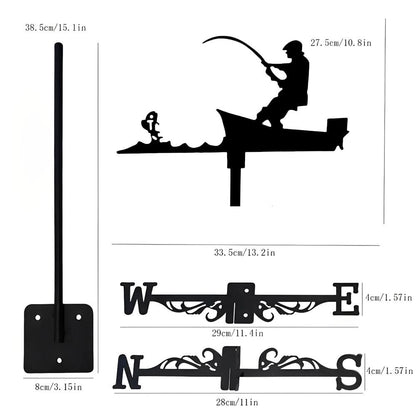 Fishing Man Silhouette Stainless Steel Weathervane