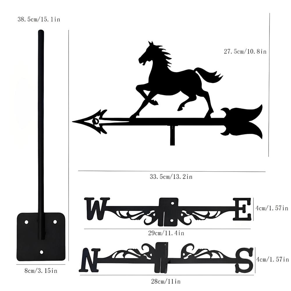 Galloping Horse Silhouette Stainless Steel Weathervane