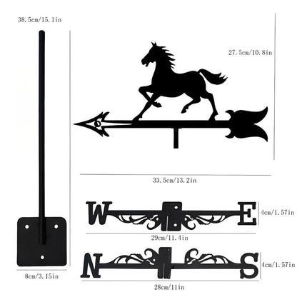 Galloping Horse Silhouette Stainless Steel Weathervane