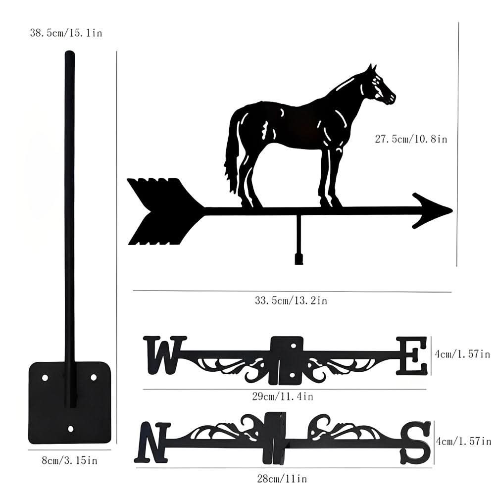 Horse Farm Silhouette Stainless Steel Weathervane