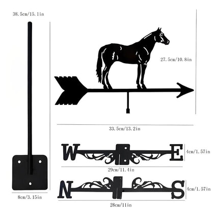 Horse Farm Silhouette Stainless Steel Weathervane