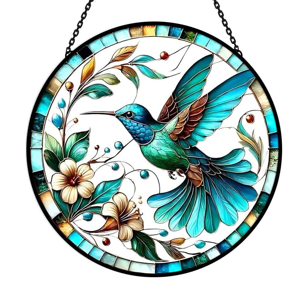 Hummingbird Sun Catcher Decoration Stained Glass Window Hanging
