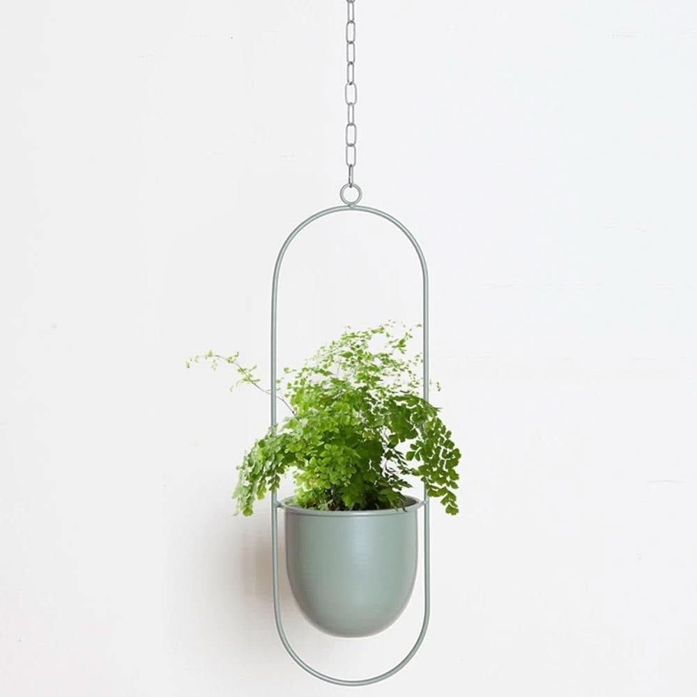 Halo Metal Hanging Planter LightSlateGray / Oblong | Lily & Eden