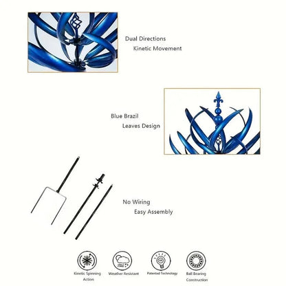 Blue Lotus Metal Outdoor Wind Spinner