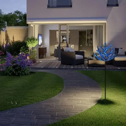 Blue Lotus Metal Outdoor Wind Spinner