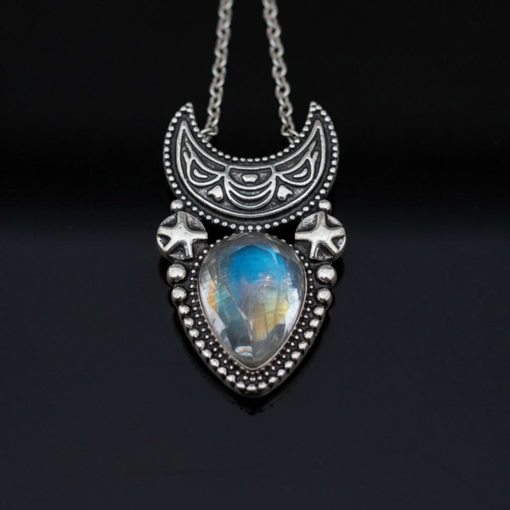 Moonstone Crescent Pendant Women’s Necklace
