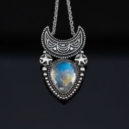Moonstone Crescent Pendant Women’s Necklace