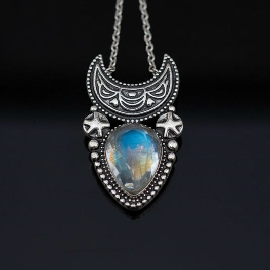 Moonstone Crescent Pendant Women’s Necklace