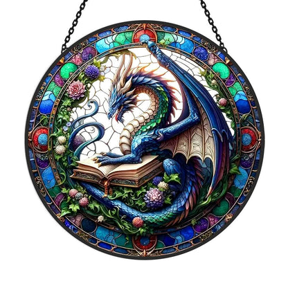 Magical Dragon Sun Catcher Decoration Stained Glass Window Hanging