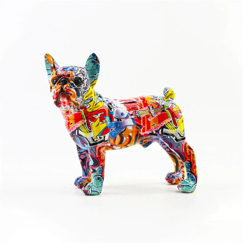 ArtZ® French Bulldog Graffiti Painted Statue Graffiti Dog Sculptures Graffiti Small: 7.9 inches long - 7.3 inches tall (20x18.5cm)