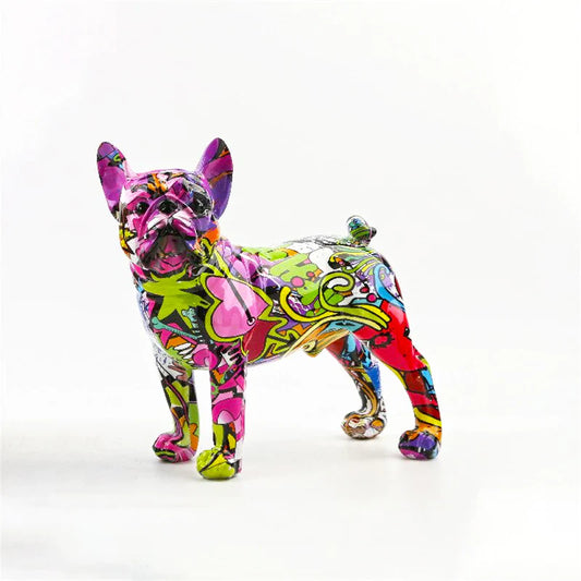 ArtZ® French Bulldog Graffiti Painted Statue Graffiti Dog Sculptures Abstract Small: 7.9 inches long - 7.3 inches tall (20x18.5cm)