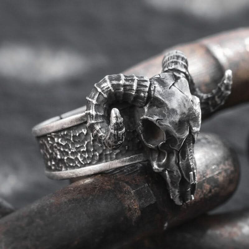 Thor Goat Tanngrisnir Adjustable Ring in 999 Sterling Silver